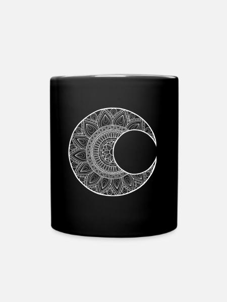 Mandala moon white KreativLoftWuppertal - Full Colour Mug - black