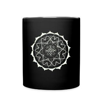 Mandala 16 blanc - Mug uni - noir - Devant