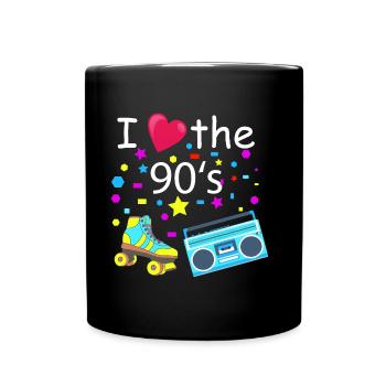 I love the 90s - Nineties Party T-Shirt Retro - Full Colour Mug - black - Front