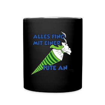 Alles fing mit einer Tüte an Abschluss Abi JGA - Tasse einfarbig - Schwarz - Vorne