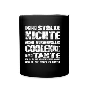 stolze Nichte einer lieben und tollen Tante - Tasse einfarbig - Schwarz - Vorne