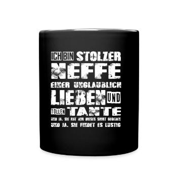 stolzer Neffe einer wundervollen und tollen Tante - Tasse einfarbig - Schwarz - Vorne