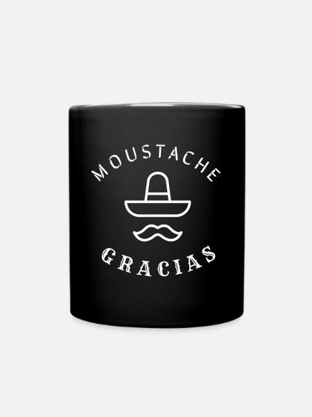Moustache gracias humour jeu de mot muchas gracias - Mug uni - noir