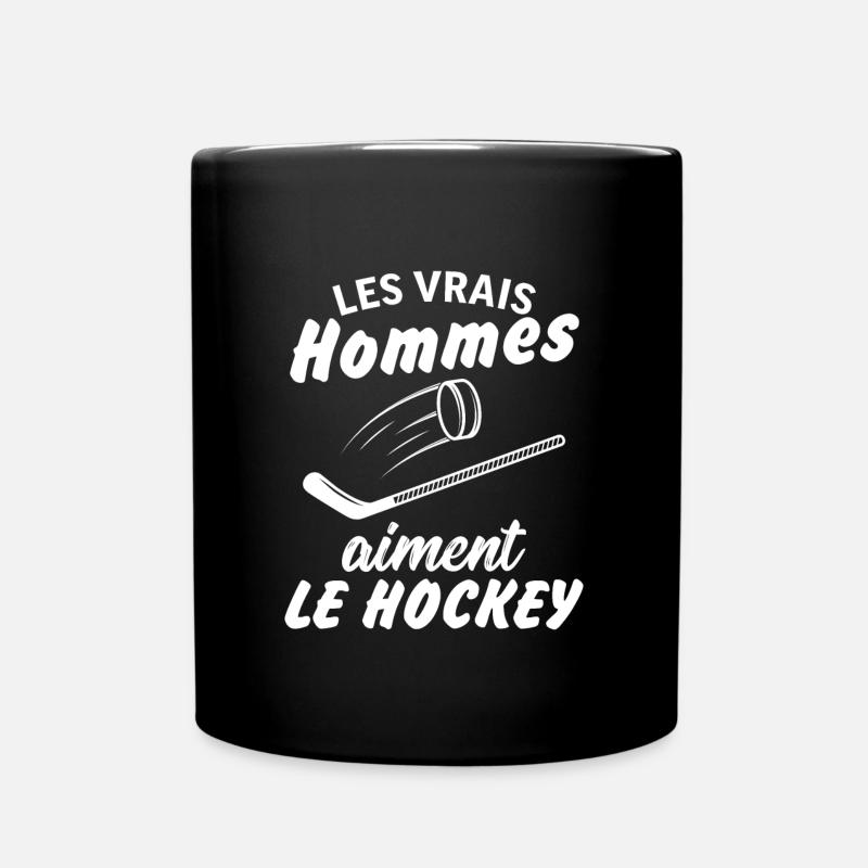 Les vrais hommes aiment le hockey - Mug uni - noir
