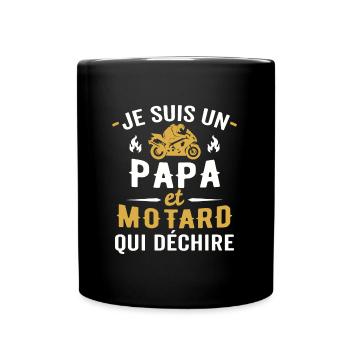 je suis Papa et motard qui déchire - Mug uni - noir - Devant