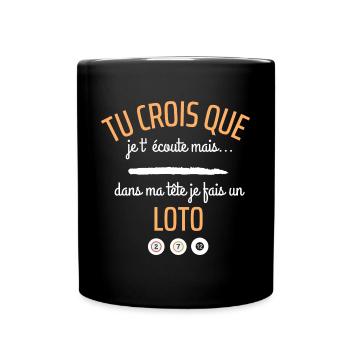 Dans ma tête je fais un loto humour phrase drôle - Mug uni - noir - Devant