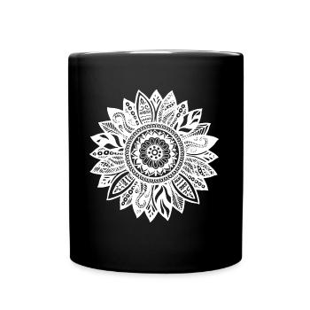 Sunflower Flower Mandala T-Shirt Funny - Full Colour Mug - black - Front