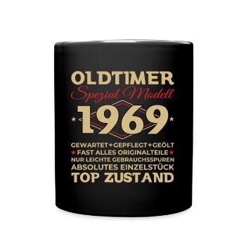 Oldtimer 1969 54. Geburtstag Geschenk Herren - Tasse einfarbig - Schwarz - Vorne