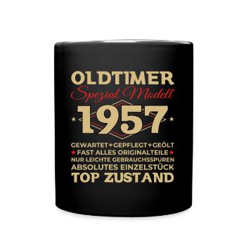 Oldtimer 1957 66. Geburtstag Geschenk Herren - Tasse einfarbig - Schwarz - Vorne