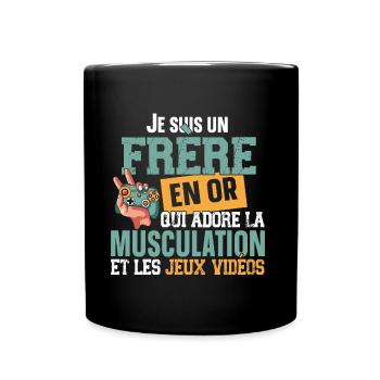 Frère Musculation Jeux Vidéos Frérot Cadeau Humour - Mug uni - noir - Devant