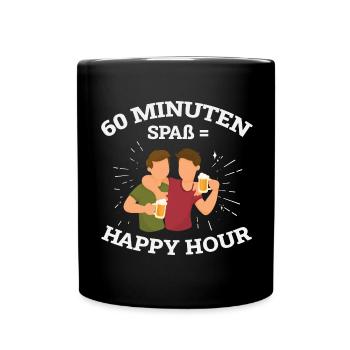 Happy Hour heißt 60 Minuten Spaß - Tasse einfarbig - Schwarz - Vorne