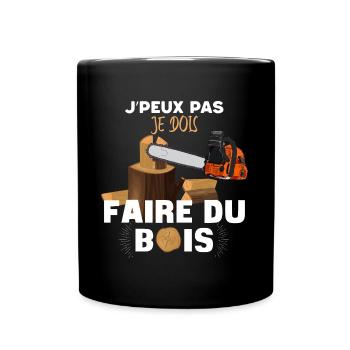Bois Et Tronçonneuse Humour Papa - Mug uni - noir - Devant