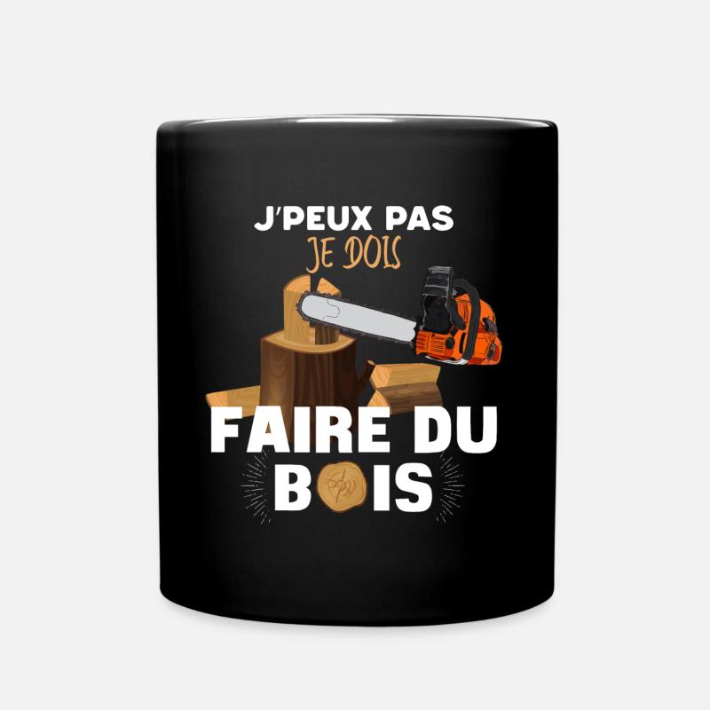 Bois Et Tronçonneuse Humour Papa - Mug uni - noir