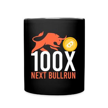 100x nächster Bullrun - Tasse einfarbig - Schwarz - Vorne