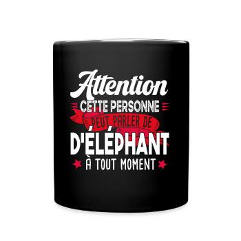 Éléphant Animal Dumbo Cadeau Humour Safari Trompe - Mug uni - noir - Devant