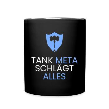Tank Meta gewinnt - Tasse einfarbig - Schwarz - Vorne