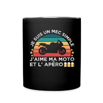 J'aime ma moto et l' apéro humour motard cadeau - Mug uni - noir - Devant