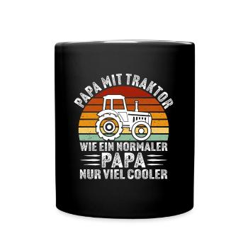 papa mit traktor Geschenk für vater bauer - Tasse einfarbig - Schwarz - Vorne