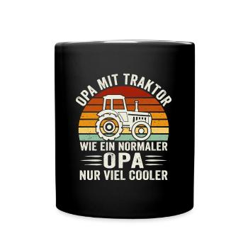 opa mit traktor geschenk für großvater bauer - Tasse einfarbig - Schwarz - Vorne