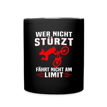 wer nicht stürzt fährt nicht am limit mountainbike - Tasse einfarbig - Schwarz - Vorne