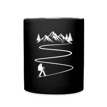 Wander t-shirt wanderer berge - Tasse einfarbig - Schwarz - Vorne