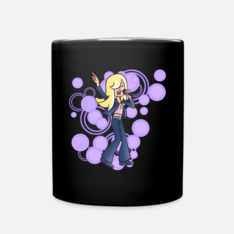 Girlpower! Coole Sängerin im Comicstyle - Tasse einfarbig - Schwarz