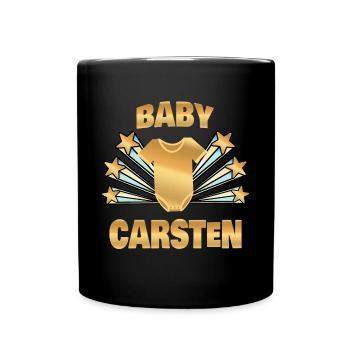 Geburt Carsten - Tasse einfarbig - Schwarz - Vorne