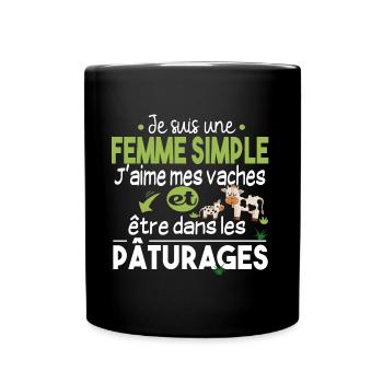 Vache Veau Animal Cadeau Femme Pâturage Fermière - Mug uni - noir - Devant