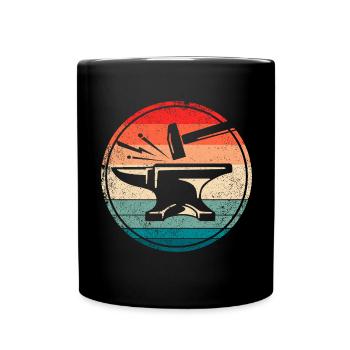 Retro Anvil Farrier Tool Blacksmith Anvil - Full Colour Mug - black - Front
