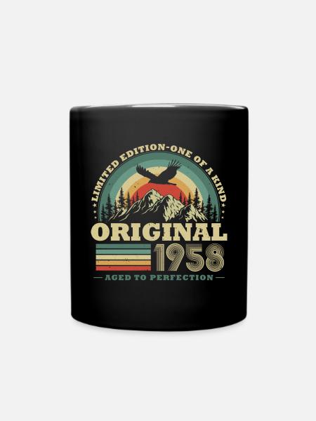 Original 1958 Jahrgang Vintage Geburtstag Retro - Tasse einfarbig - Schwarz