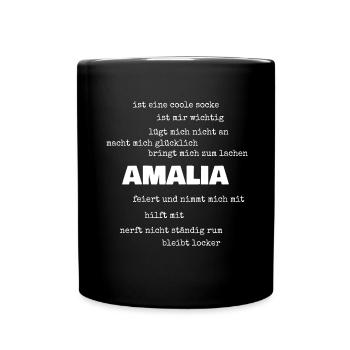 Sprüche Amalia - Tasse einfarbig - Schwarz - Vorne