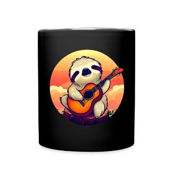 Sloth guitarist at sunset - Relaxed - Full Colour Mug - black - Front