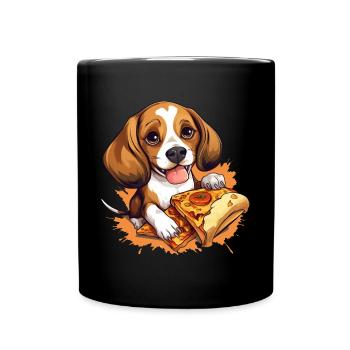 Beagle amateur de pizza : irrésistiblement sucré - Mug uni - noir - Devant
