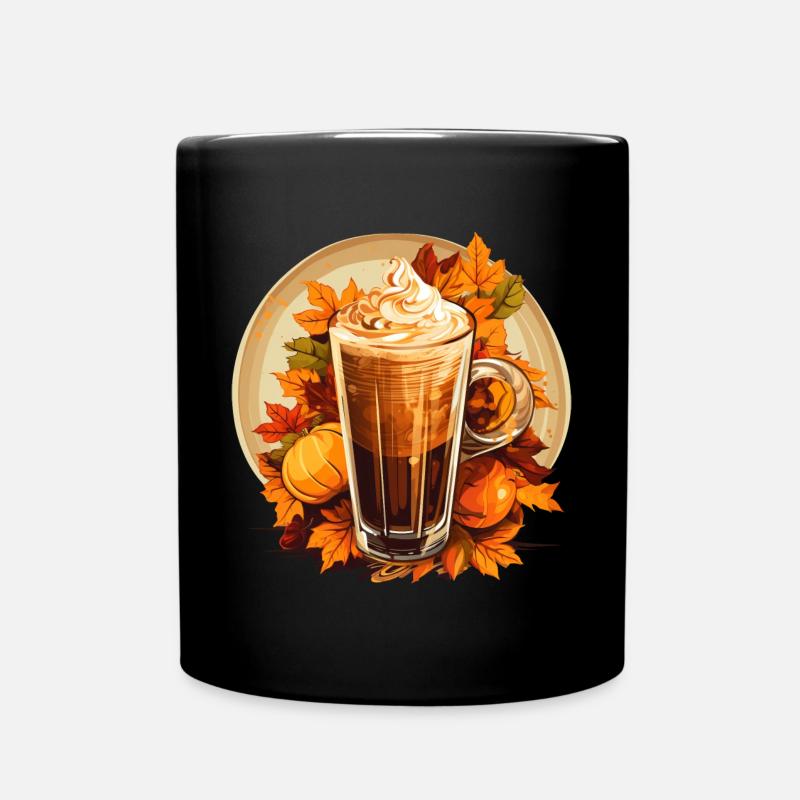 Herbstlicher Eiskaffee mit Kürbis-Aroma - Tasse einfarbig - Schwarz