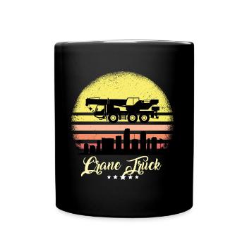 Véhicule grue Véhicules de construction d’époque Rétro Coucher de soleil - Mug uni - noir - Devant