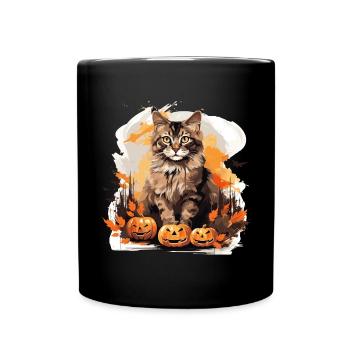 Maine Coon Automne Halloween Chat - Mug uni - noir - Devant