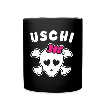 Piratin Uschi Design für Mädchen und Frauen - Tasse einfarbig - Schwarz - Vorne