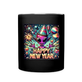 New Year New Year's Eve Alien Merry Christmas - Full Colour Mug - black - Front