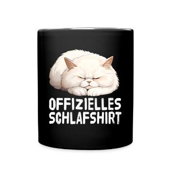 Offizieles Schlafshirt Persische Katze - Tasse einfarbig - Schwarz - Vorne
