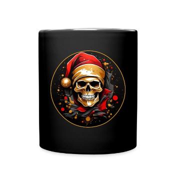 Crâne comme crâne de Père Noël avec chapeau de Père Noël - Mug uni - noir - Devant