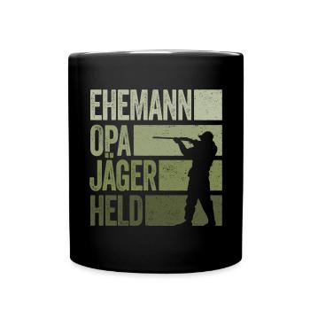 Ehemann Opa Jäger Held Rotwild Jagd Jagen Lustig - Tasse einfarbig - Schwarz - Vorne