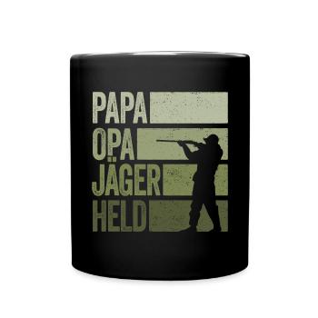 Papa Opa Jäger Held Rotwild Jagd Jagen Lustig - Tasse einfarbig - Schwarz - Vorne