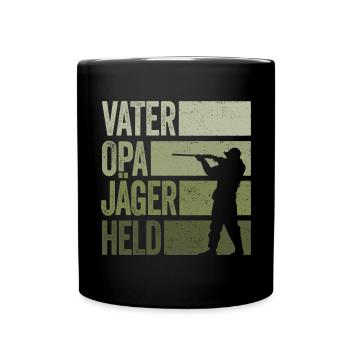 Vater Opa Jäger Held Rotwild Jagd Jagen Lustig - Tasse einfarbig - Schwarz - Vorne