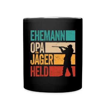 Ehemann Opa Jäger Held Rotwild Jagd Jagen Lustig - Tasse einfarbig - Schwarz - Vorne