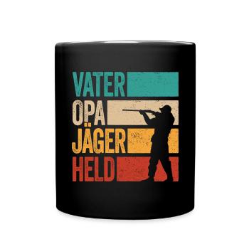 Vater Opa Jäger Held Rotwild Jagd Jagen Lustig - Tasse einfarbig - Schwarz - Vorne