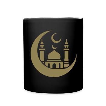 Moschee Silhouette mit Halbmond: Islamische Kunst - Tasse einfarbig - Schwarz - Vorne