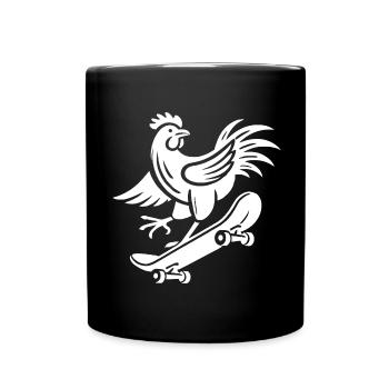 Chicken Rooster Hen Skater Silhouette Minimalist - Full Colour Mug - black - Front
