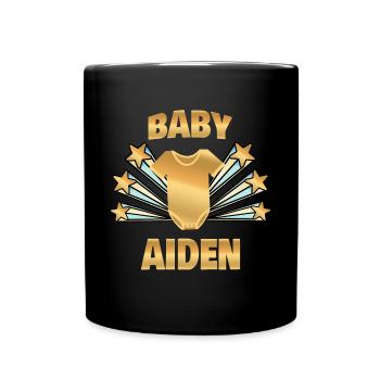 Aiden als Geburt - Tasse einfarbig - Schwarz - Vorne