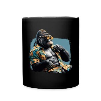 Gorille en vacances - Mug uni - noir - Devant