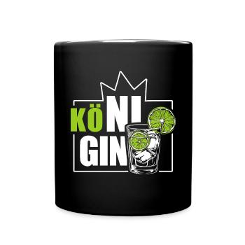 Kö-ni-Gin - die Gin Königin - Wortspiel - Tasse einfarbig - Schwarz - Vorne